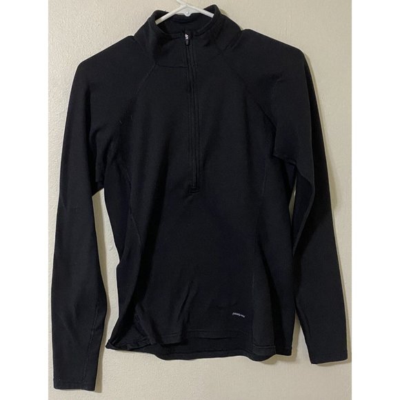 Patagonia Women's Capilene Long Sleeve 1/4 Zip Medium Pullover Black Base Layer - Picture 1 of 7